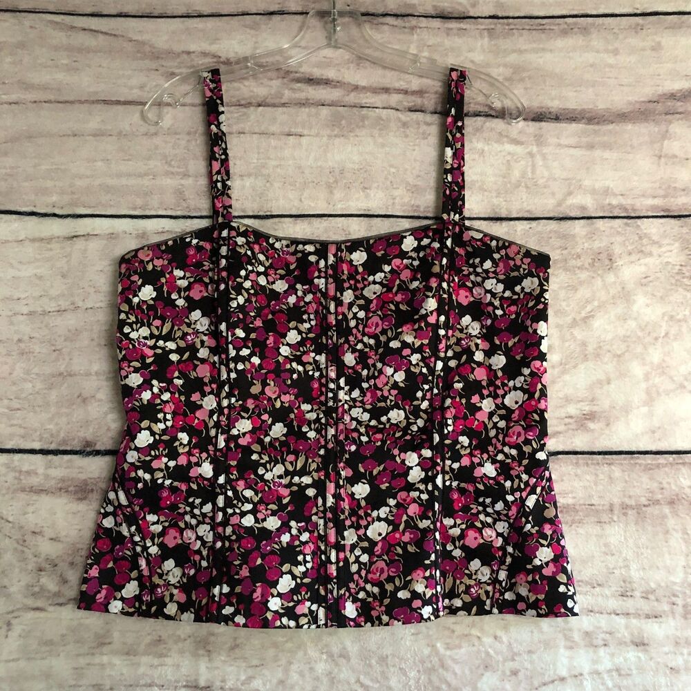 White House Black Market Top 14 Pink Floral Strapless Bustier Corset Y2k WHBM